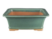 Vaso per bonsai rettangolare in gres smaltato verde 28x19x10,5 cm - ZM006b