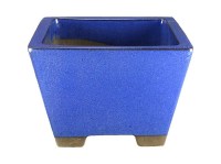 Vaso per bonsai quadrato in gres smaltato blu 24,5x24,5x17,5 cm - 2847a