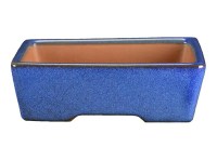 Vaso per bonsai rettangolare in gres smaltato blu 13,5x10x3,5 cm - ZX40