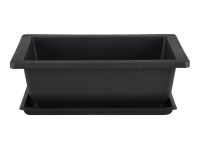 Vaso + sottovaso Cinese rettangolare in plastica nera per bonsai 14x10x5 cm - PL16