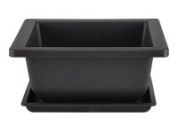 Vaso + sottovaso Cinese quadrato in plastica nera per bonsai 13,5x13,5x6,5 cm - PL17