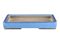 Sottovaso per bonsai rettangolare in gres smaltato blu 21x12x2 cm - BJ16a