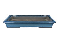 Sottovaso per bonsai rettangolare in gres smaltato blu 36,5x22,5x4 cm - BJ20Sb