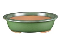 Vaso per bonsai ovale in gres smaltato verde 55,5x42x9,5 cm - J039c