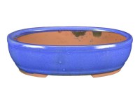 Vaso per bonsai ovale in gres smaltato blu 28x21x7 cm - GA13