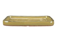 Sottovaso per bonsai rettangolare in gres smaltato giallo senape 27x21x2 cm - GA12S