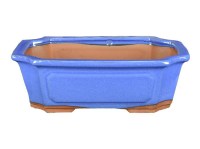 Vaso per bonsai rettangolare in gres smaltato blu 27x20,5x8 cm - G4a