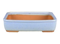 Vaso per bonsai rettangolare in gres smaltato azzurro 18x13x3,5 cm - G6c