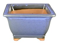 Vaso per bonsai quadrato in gres smaltato azzurro 22x22x13,5 cm - J057