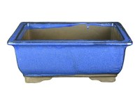 Vaso per bonsai rettangolare in gres smaltato blu 23x15x8 cm - BJA9b