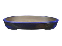 Vaso per bonsai ovale in gres smaltato blu 66x48,5x6 cm - TYA100a