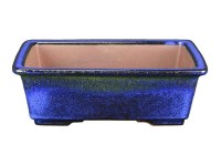 Vaso per bonsai rettangolare in gres smaltato blu 18x14x5,5 cm - ZX105B