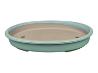 Pot à bonsaï japonais Morrisan ovale en grès émaillé vert 37,5x30x5 cm - B23-48a Pot à bonsaï japonais Morrisan ovale en grès émaillé vert 37,5x30x5 cm - B23-48a