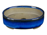 Vaso per bonsai Giapponese Morrisan ovale in gres smaltato blu 8x9,5x2 cm - B02-8-9B Vaso per bonsai Giapponese Morrisan ovale in gres smaltato blu 8x9,5x2 cm - B02-8-9B