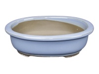 Japanese bonsai pot Morrisan oval in light blue glazed stoneware 15x12x5.5 cm - B21-24c Japanese bonsai pot Morrisan oval in light blue glazed stoneware 15x12x5.5 cm - B21-24c